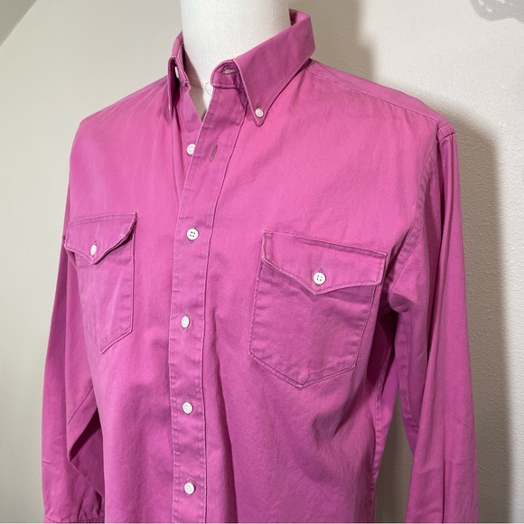 Mens Wrangler Pink Button Up Brushpopper Style Long Sleeve Size Large - Picture 2 of 12